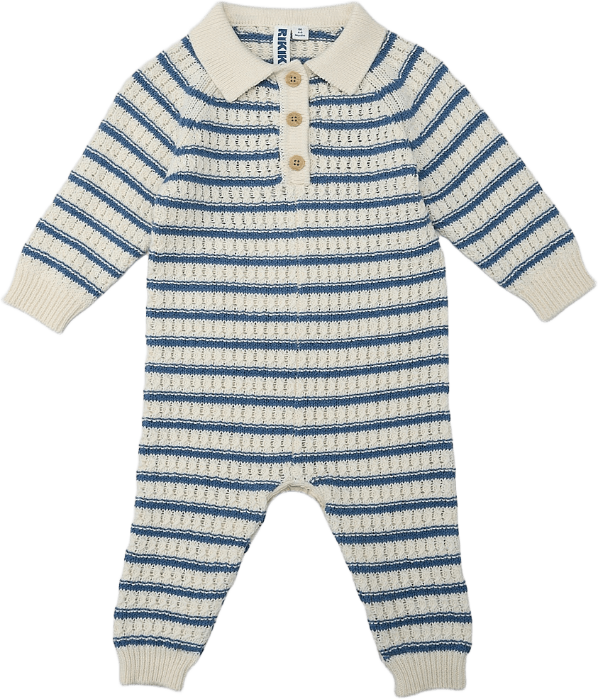 Stickad onesie ANCHOR, från RIKIKI, i färgen Blue Stripe.