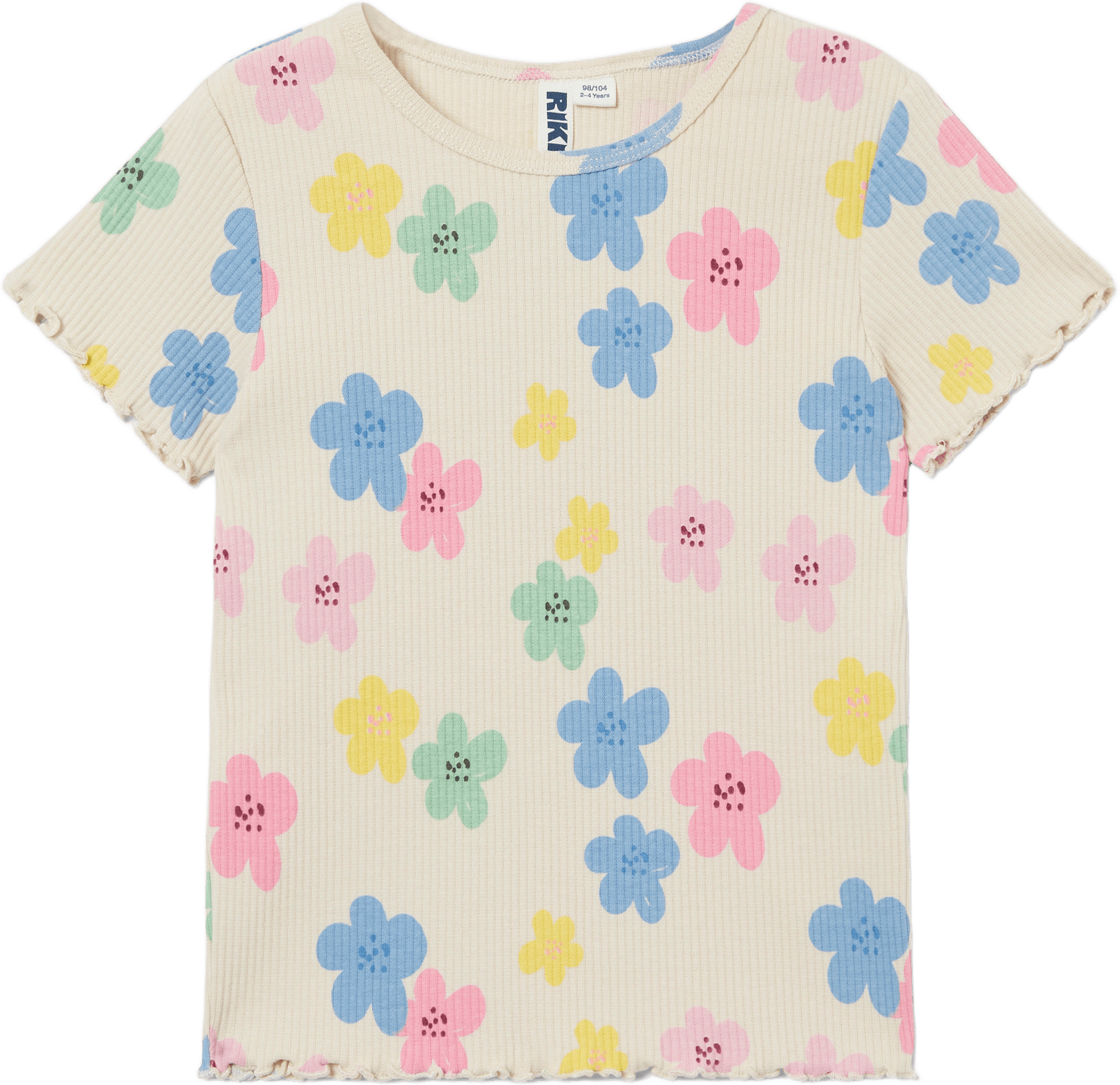 Ribbstickad t-shirt LANA, från RIKIKI, i färgen Flower.