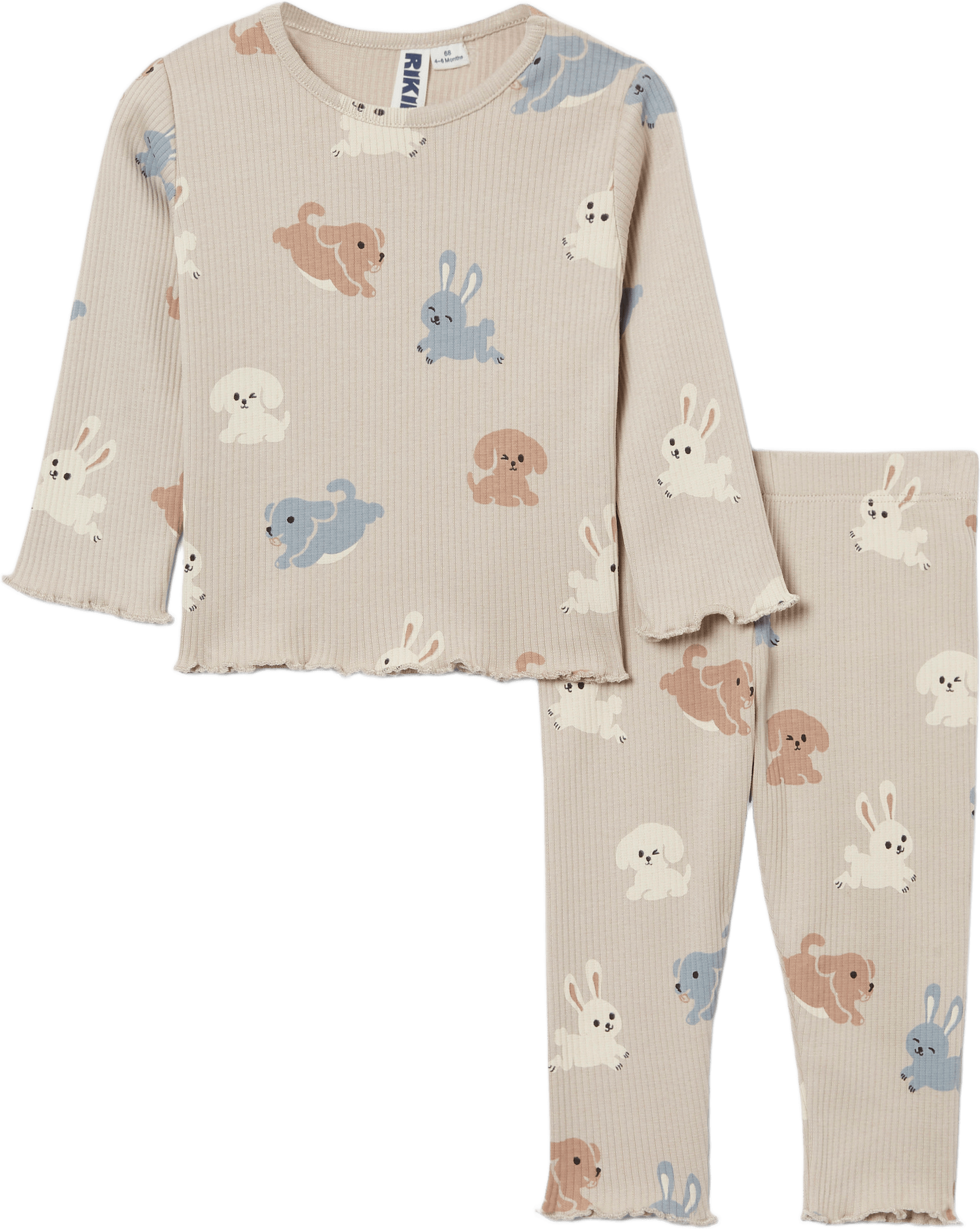 Ribbat set AMI, från RIKIKI, i färgen Beige Print.