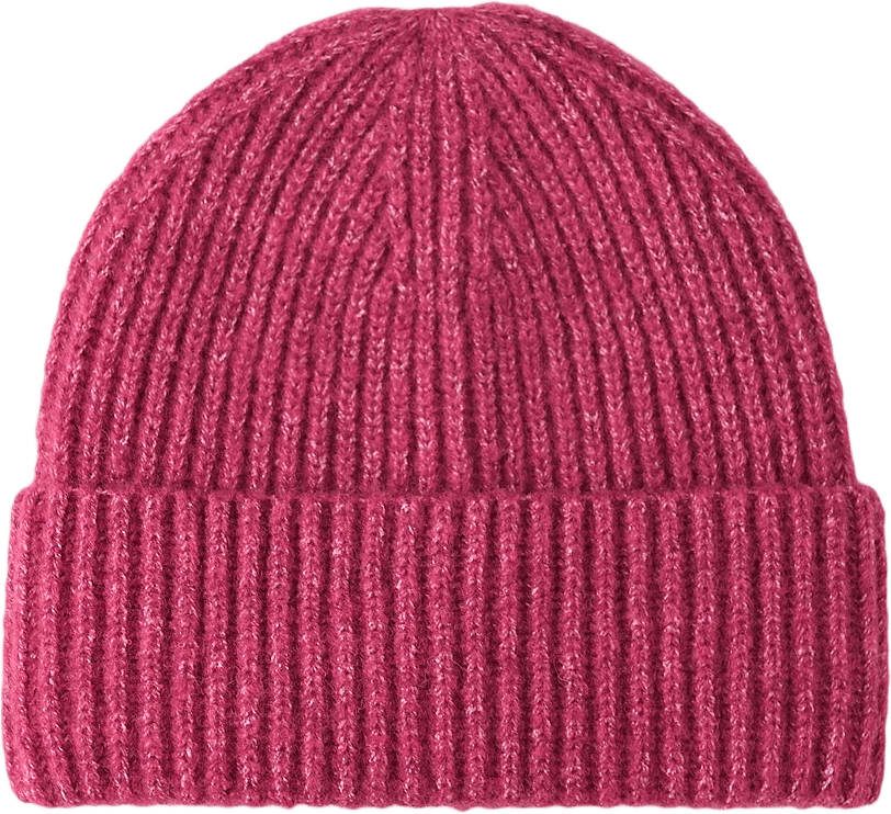 Ribbstickad mössa FIONA, från Å WOMAN, i färgen Fuschia.