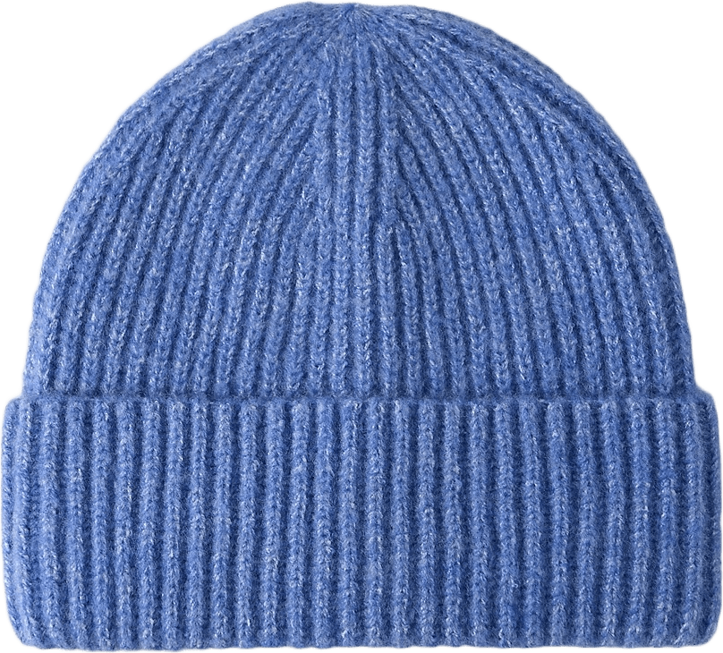 Ribbstickad mössa FIONA, från Å WOMAN, i färgen Blue.