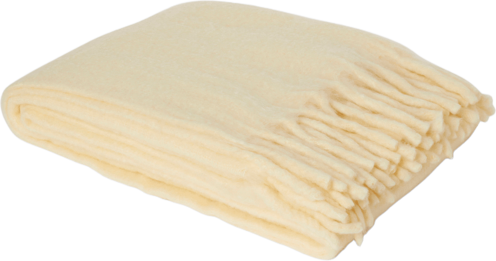 Enfärgad pläd i ullmix WOLFIE 130x170 cm, från Åhléns Home, i färgen Sorbet Yellow.