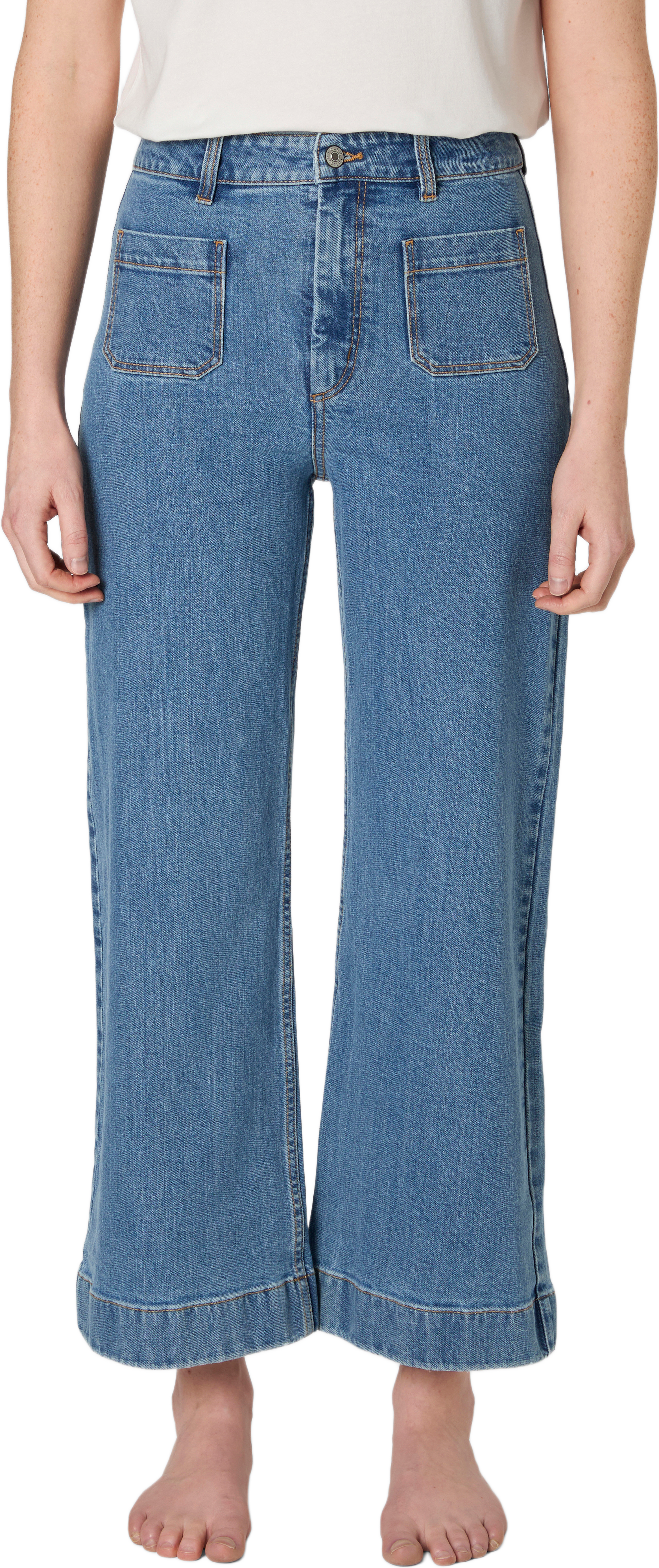 Croppade jeans med hög midja INE, från Carin Wester, i färgen Indigo Light Wash.