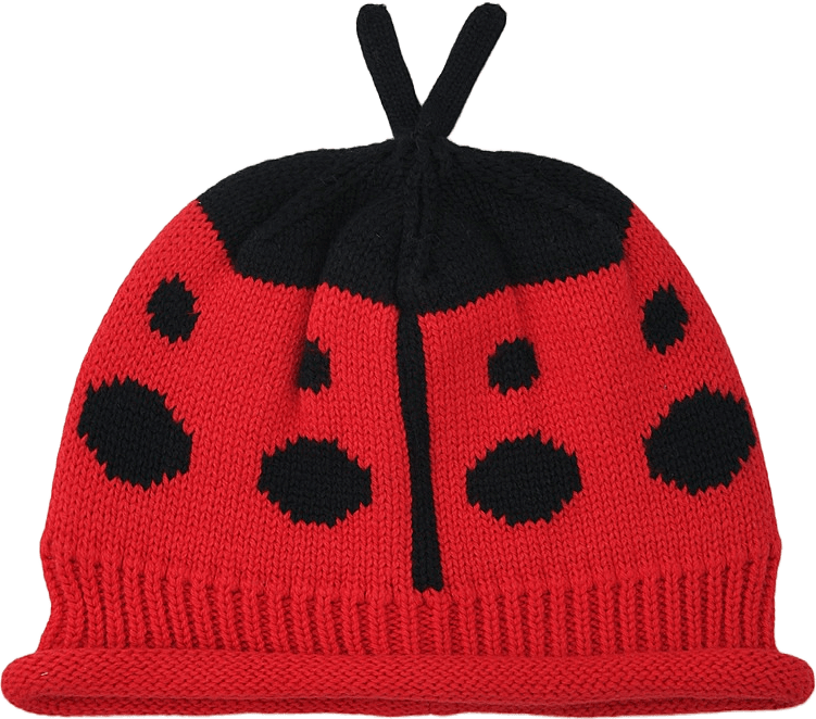 Stickad jordgubbsmössa STRAWBERRY, från RIKIKI, i färgen Ladybug Red.