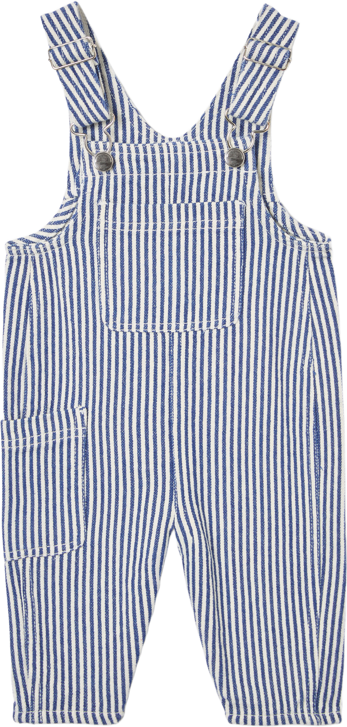 Randiga hängselbyxor BLAIR, från RIKIKI, i färgen Blue Stripe.