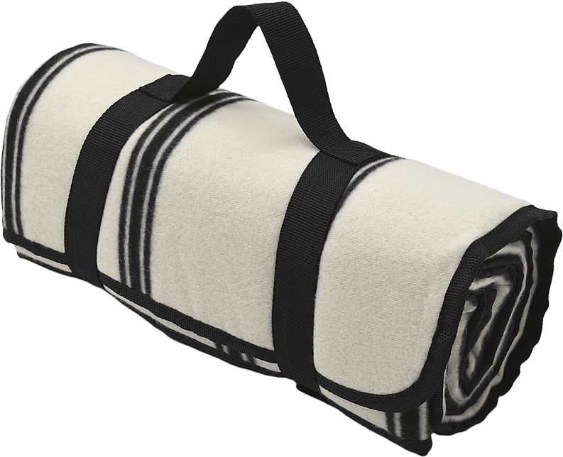 Picknickfilt med handtag STRIPE 120x150 cm, från Åhléns Home, i färgen Off White/Black.