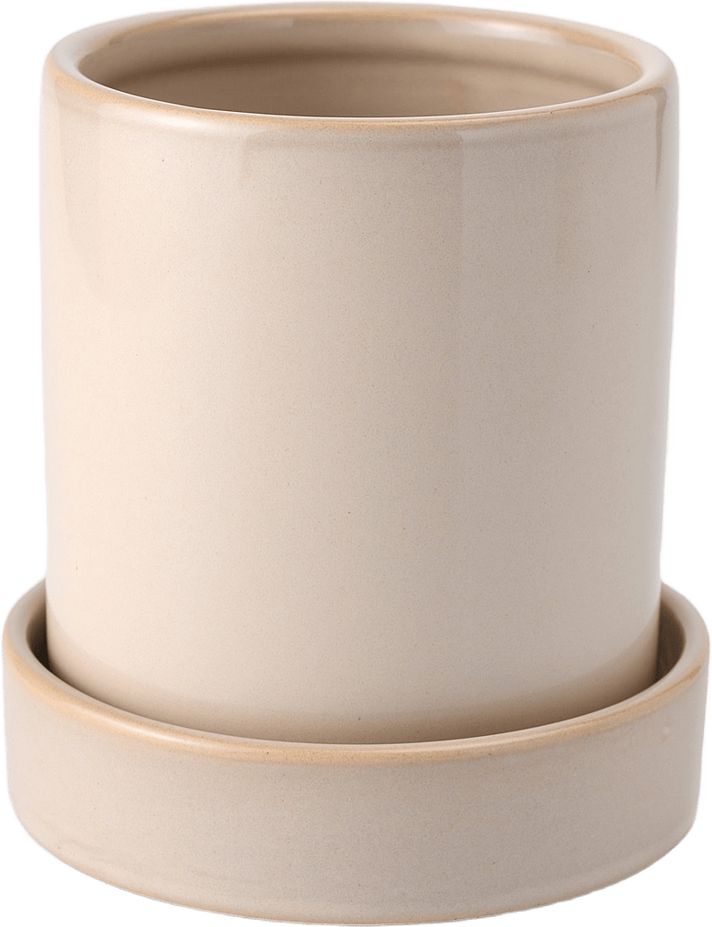 Örtkruka med fat, från Åhléns Home, i färgen Beige.