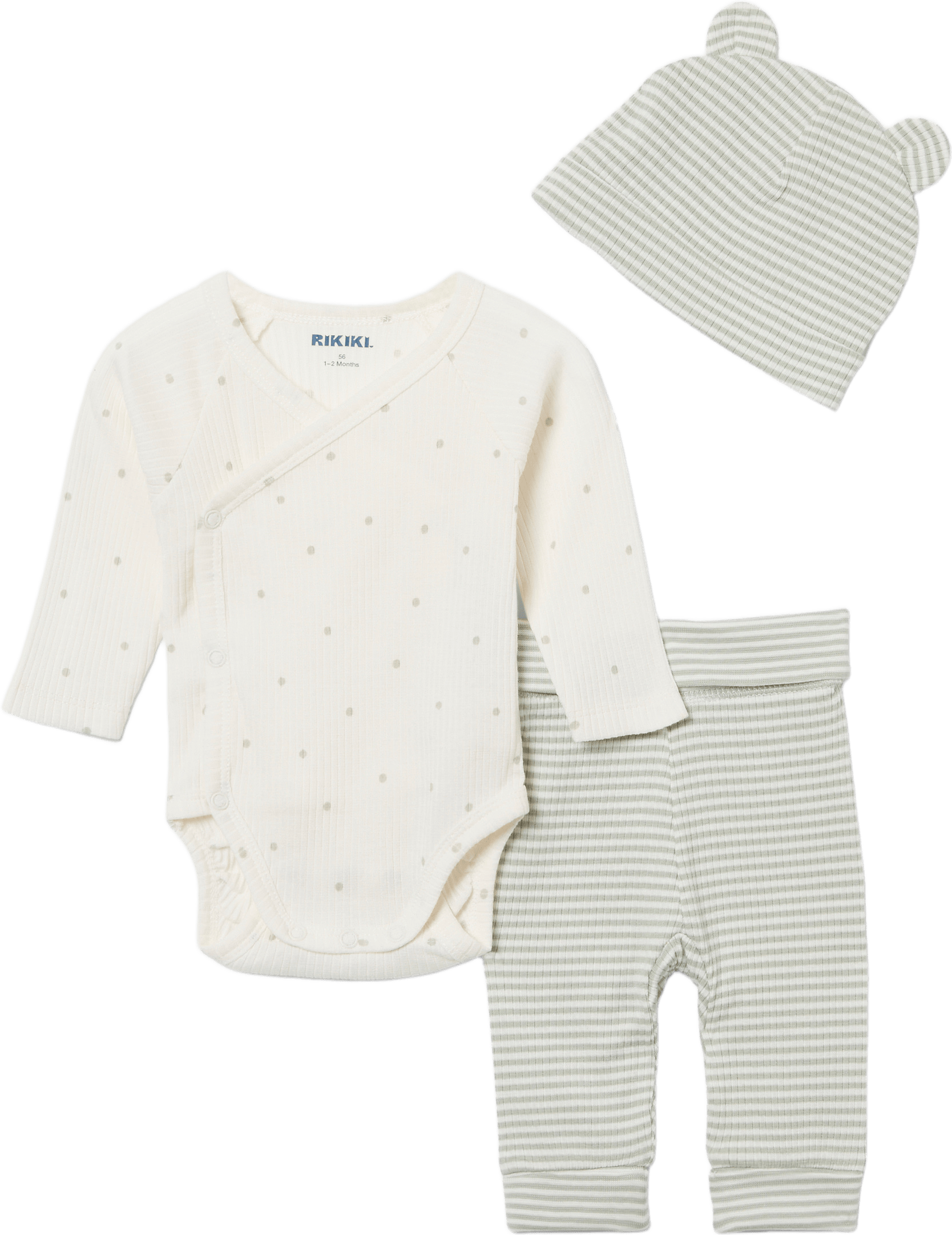 Ribbat set i 3 delar JUPITER, från RIKIKI, i färgen Green.