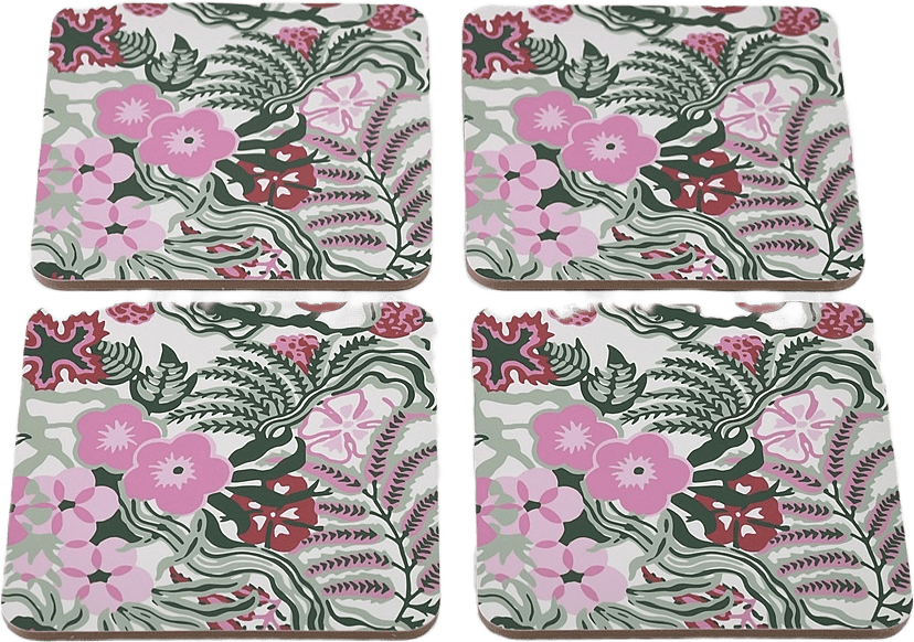 Glasunderlägg FLORETTE, 4-pack, från Åhléns Home, i färgen Multi Green.