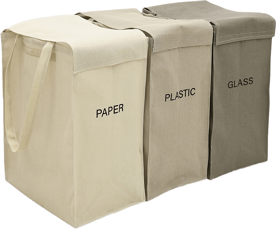 Förvaringspåsar med lock RECYCLE, 3-pack, från Åhléns Home, i färgen Beige Multi.