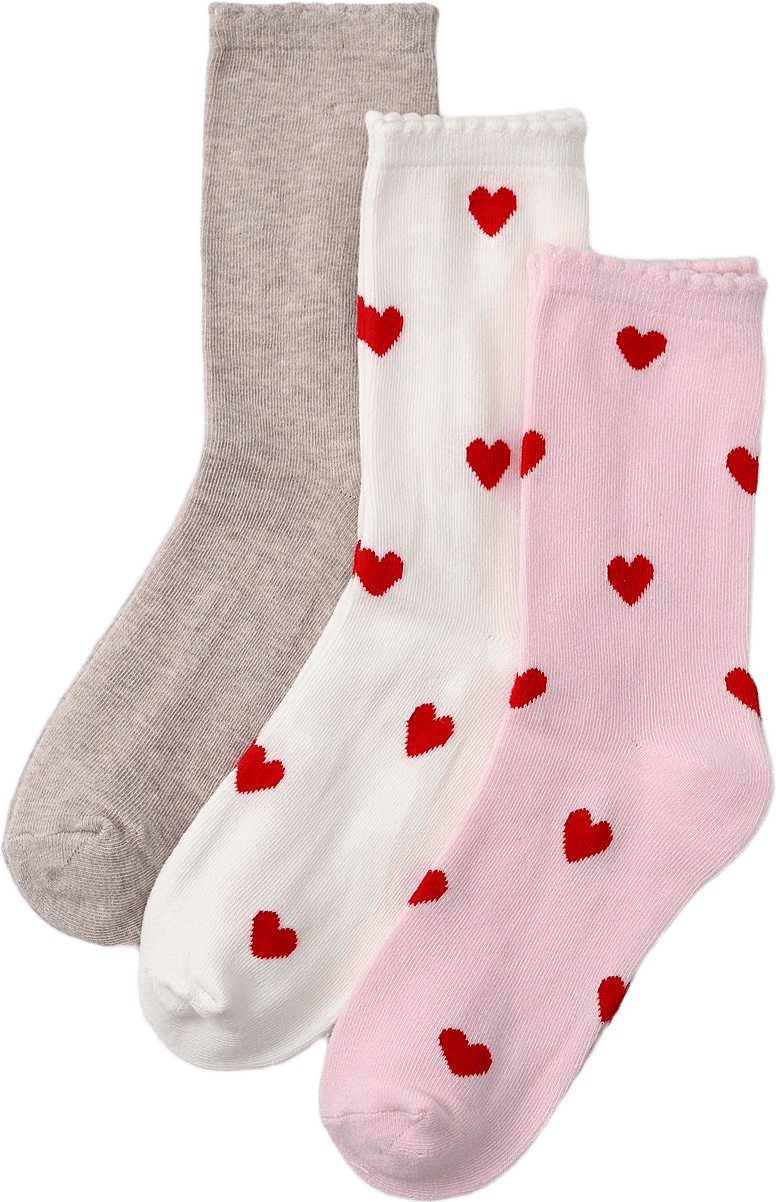 Hjärtmönstrade strumpor, 3-pack, från Å WOMAN, i färgen Red Heart.