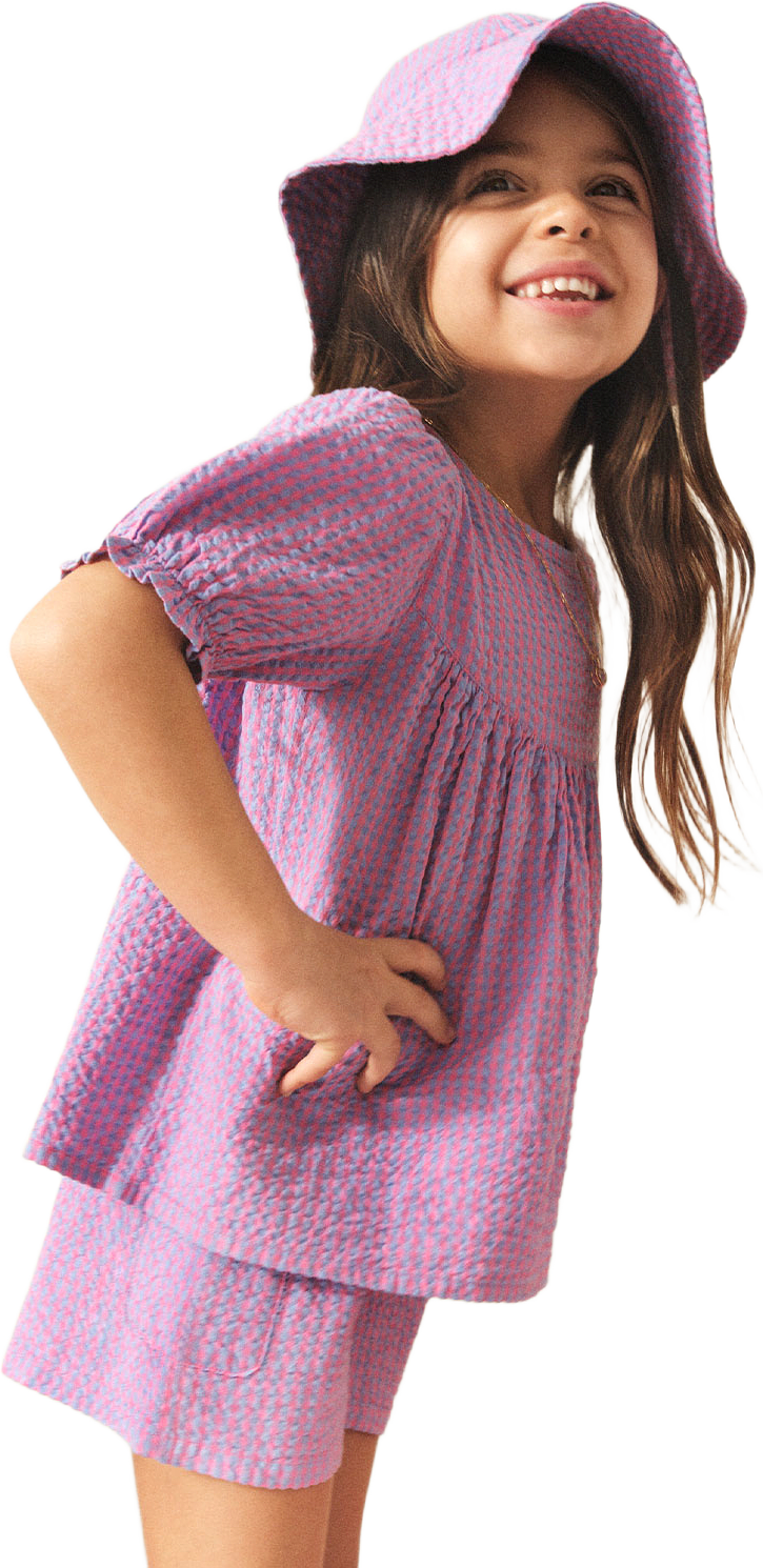 Topp MADDY gingham, från RIKIKI, i färgen Purple.