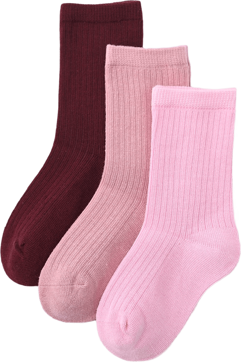 Ribbade strumpor, 3-pack, från Å KIDS, i färgen Pink.