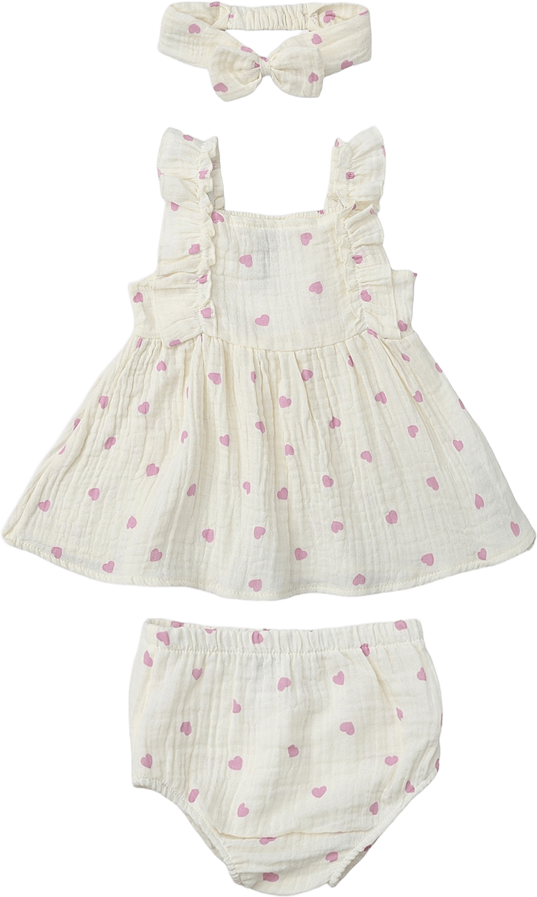 Krinklat klänningset NILLA, från RIKIKI, i färgen Heart.