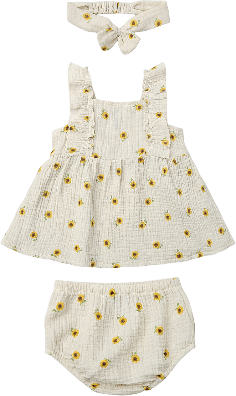 Krinklat klänningset NILLA, från RIKIKI, i färgen Sunflower.