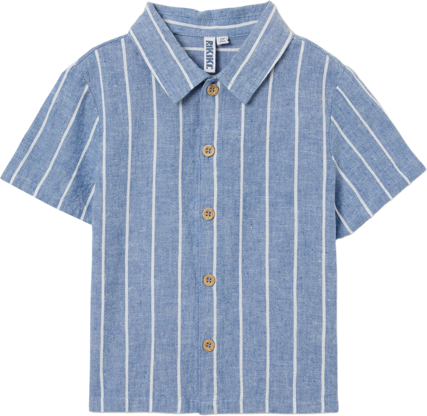 Randig skjorta i linnemix BEN, från RIKIKI, i färgen Blue/White Stripe.