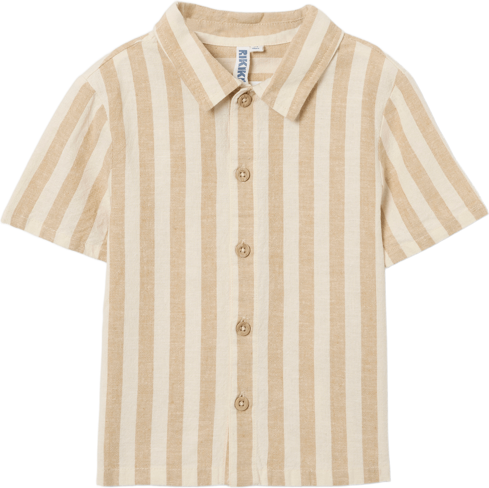 Randig skjorta i linnemix BEN, från RIKIKI, i färgen Beige/Off White.