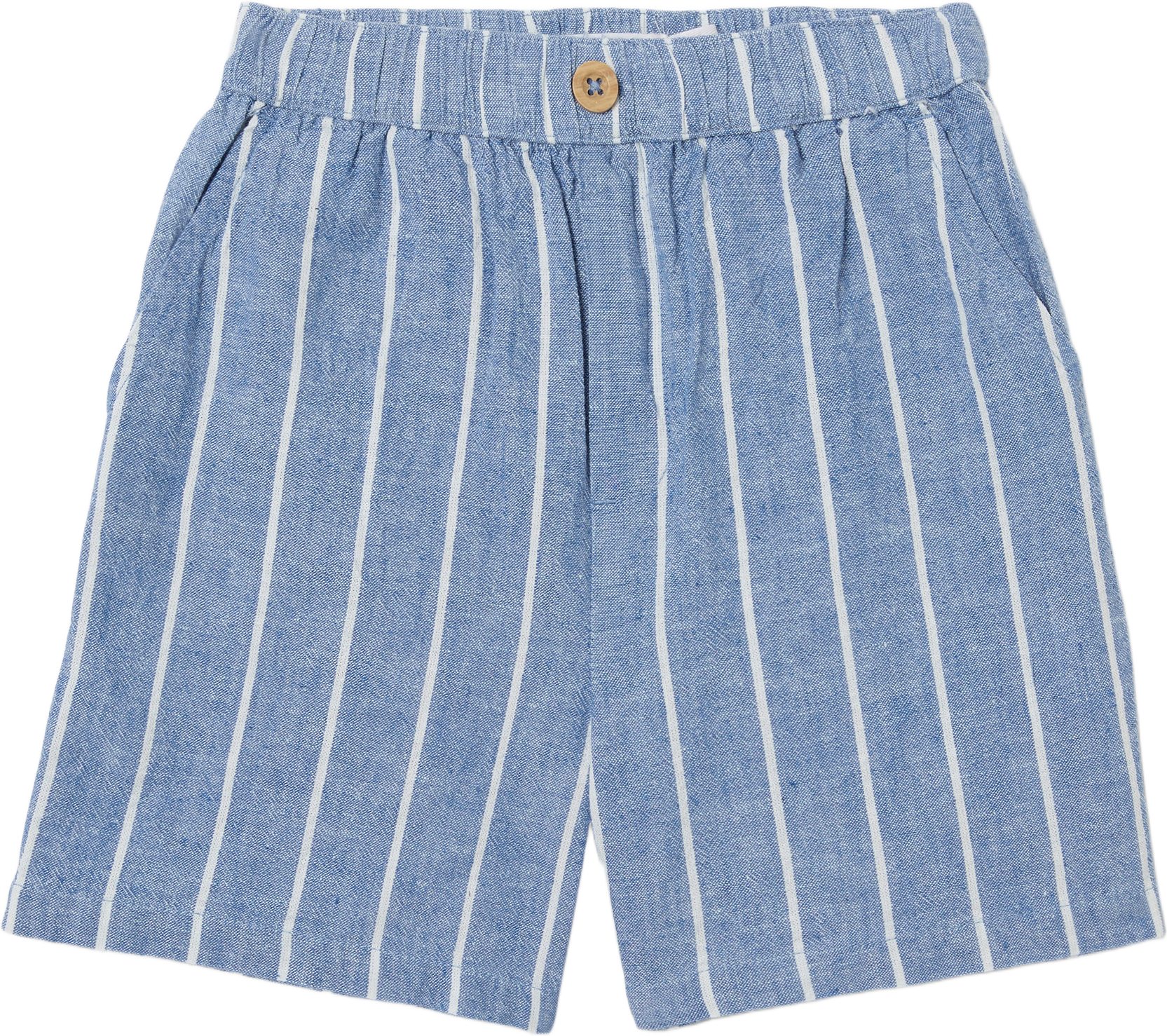 Randiga shorts i linnemix SIGGE, från RIKIKI, i färgen Blue/White Stripe.