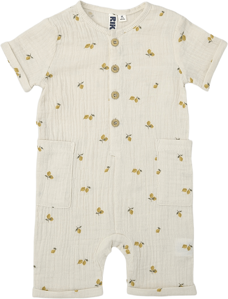 Onsie i krinklad bomull STELLAN, från RIKIKI, i färgen Lemon.