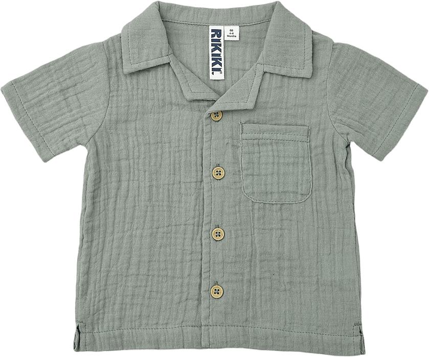 Krinklad babyskjorta CLARK, från RIKIKI, i färgen Green.