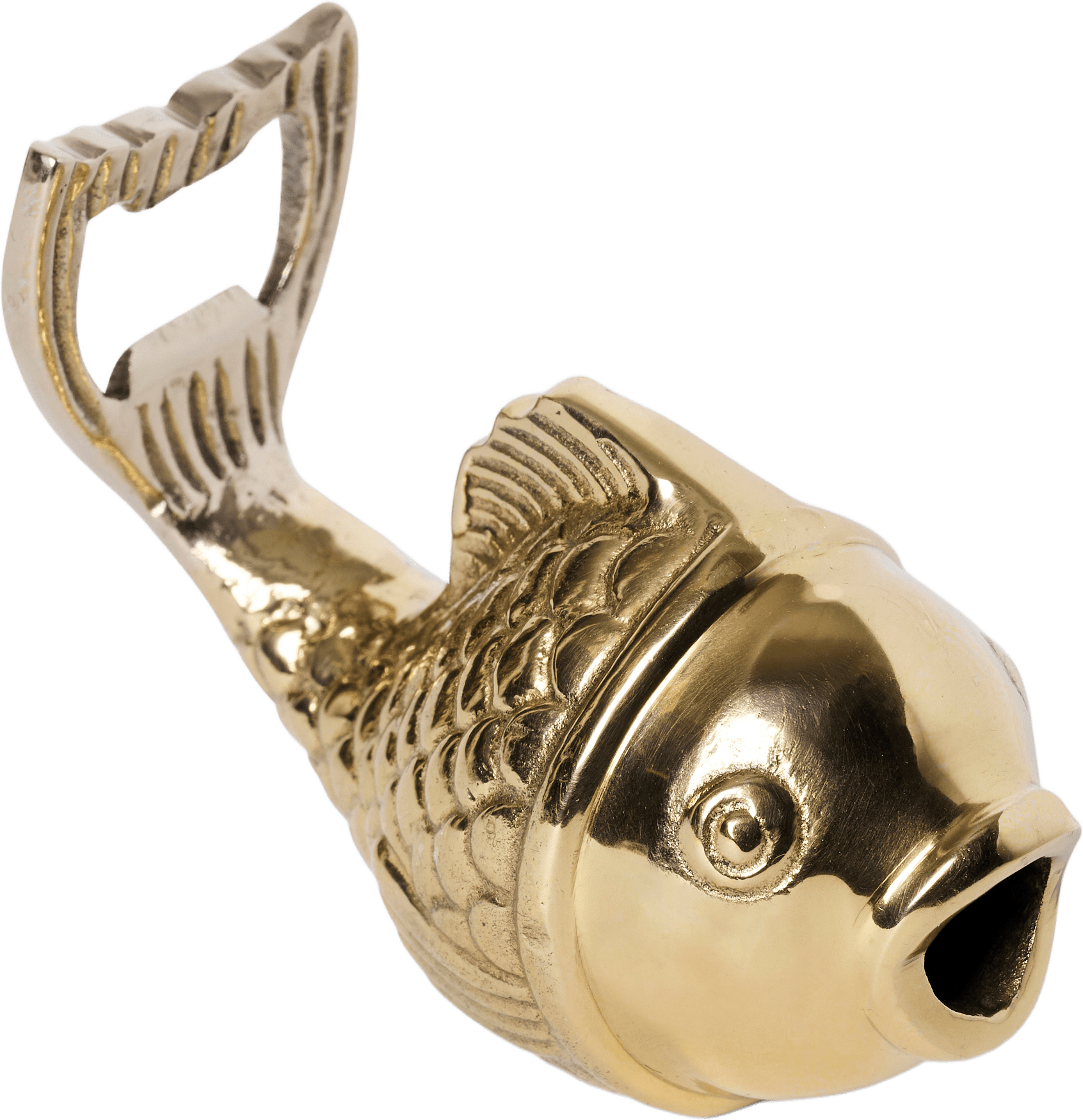 Flasköppnare FISH, från PORTOLINO LIVING, i färgen Brass.