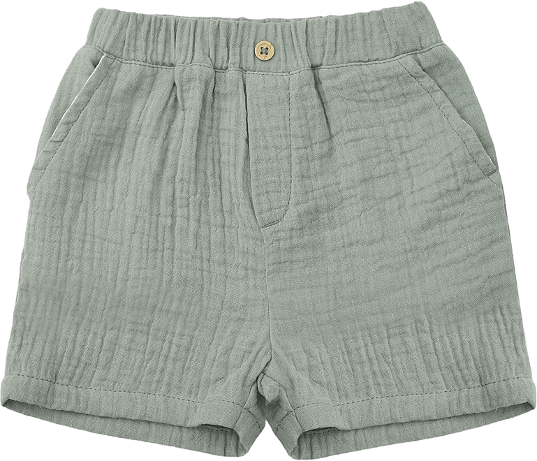 Krinklade babyshorts SARANG, från RIKIKI, i färgen Green.