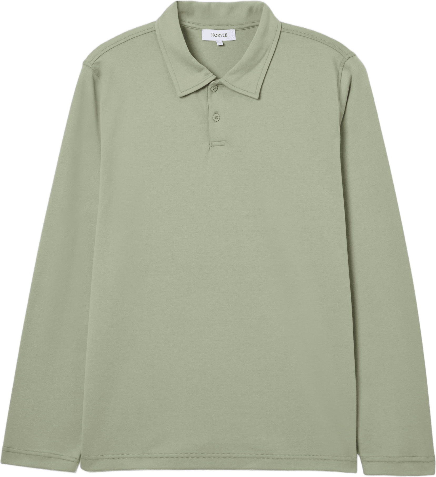 Långärmad pikétröja WALKER, från NORVIE, i färgen Sage Green.