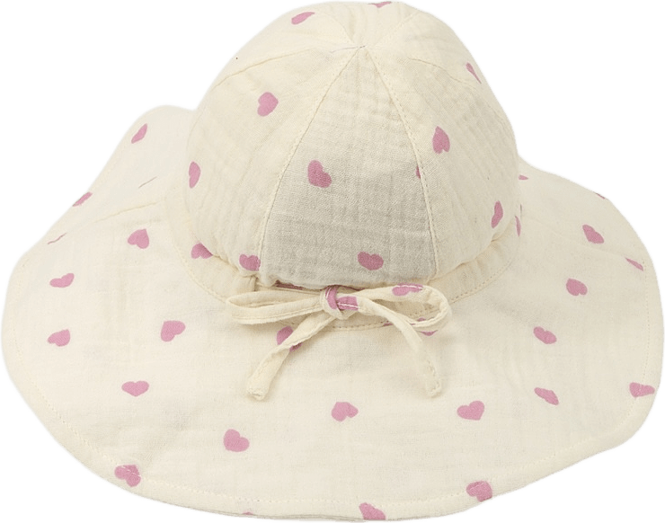 Solhatt i krinklad bomull FRED, från RIKIKI, i färgen Heart.