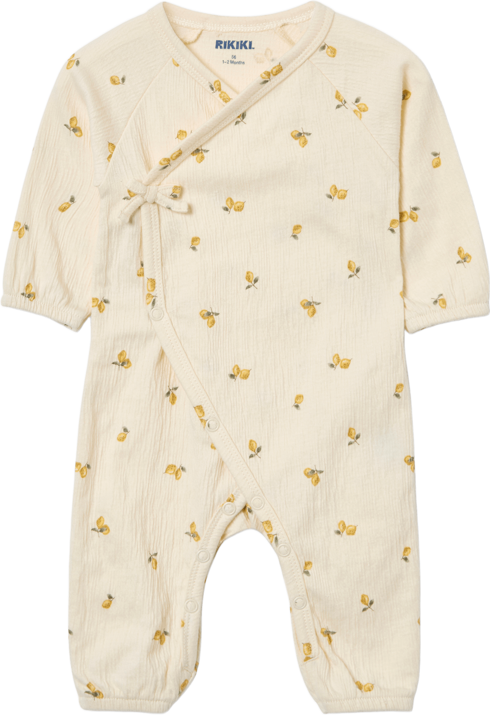 Onesie i krinklad bomullsjersey LILA, från RIKIKI, i färgen Lemon.