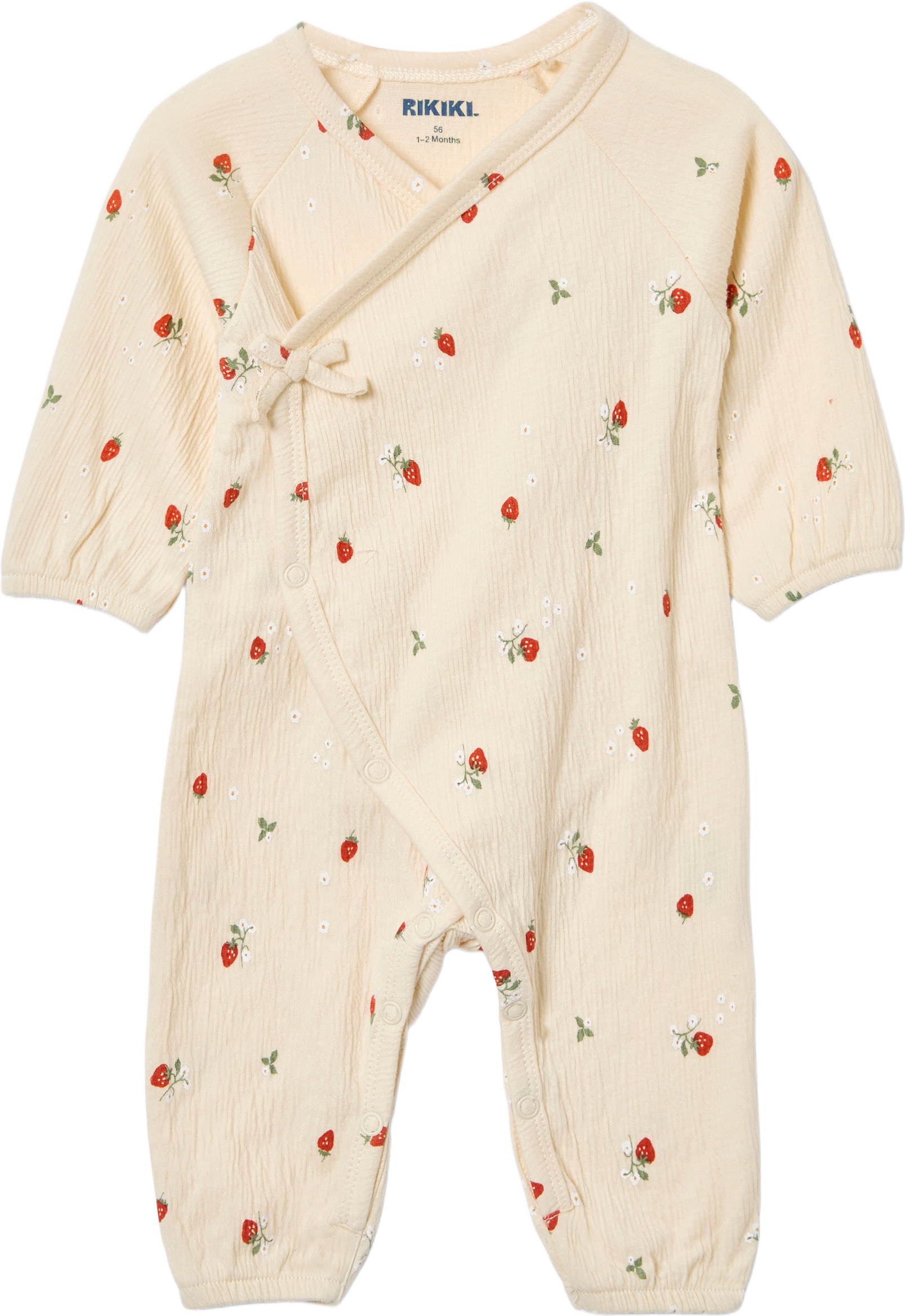 Onesie i krinklad bomullsjersey LILA, från RIKIKI, i färgen Strawberry.