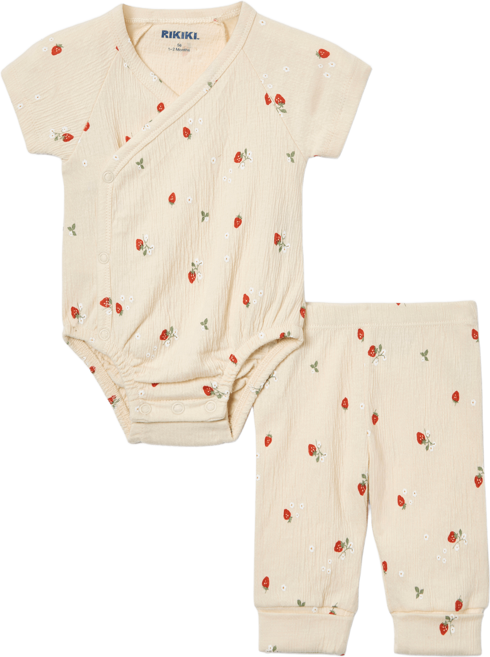 Set i krinklad bomull THEA, från RIKIKI, i färgen Strawberry.