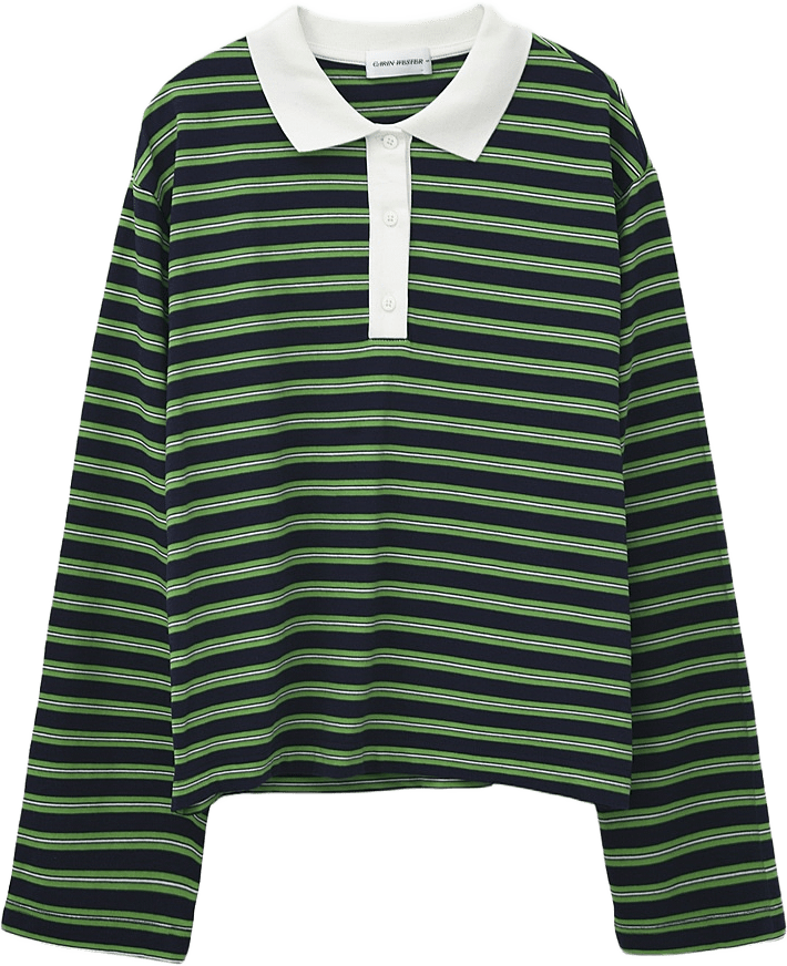 Tröja med krage INDIANA, från Carin Wester, i färgen Green Stripe.