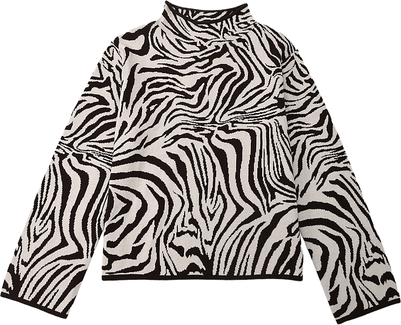Jacquardvävd tröja ISOLA, från Wera, i färgen Zebra Print.