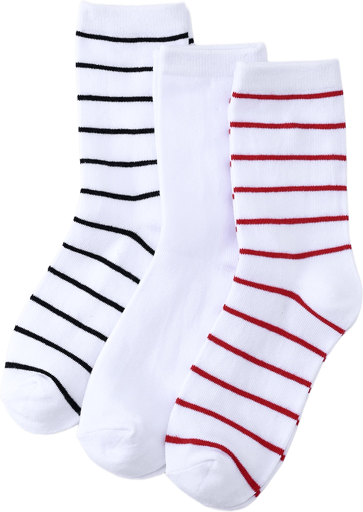 Bomullsstrumpor, 3-pack, från Å WOMAN, i färgen Stripe.