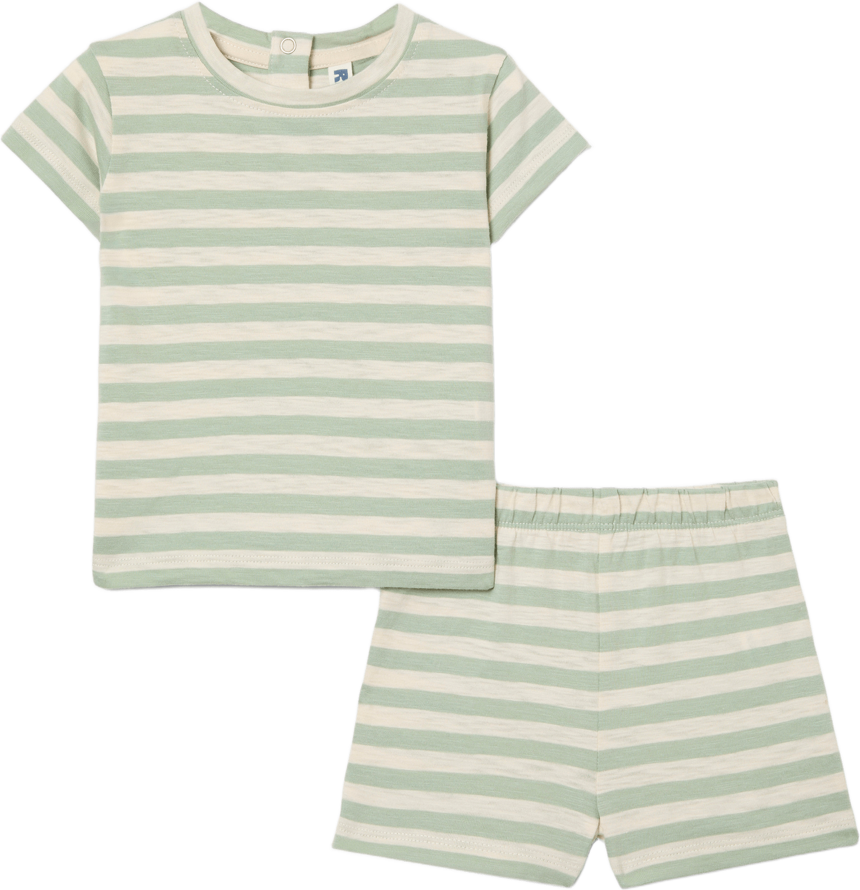 Tvådelat set TWINN, från RIKIKI, i färgen Green Stripes.
