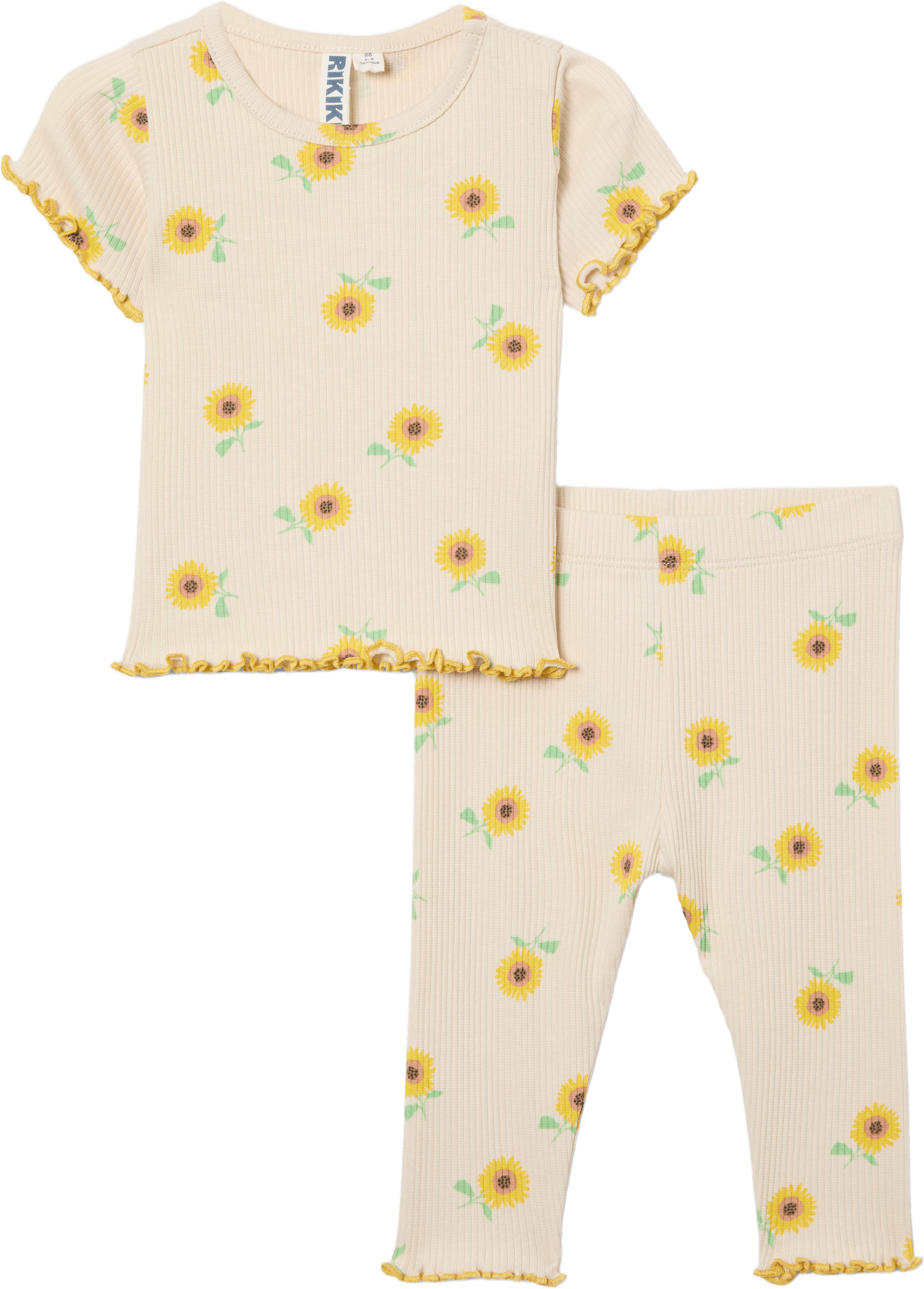 Ribbat set i ekologisk bomull ROSE, från RIKIKI, i färgen Sunflower.