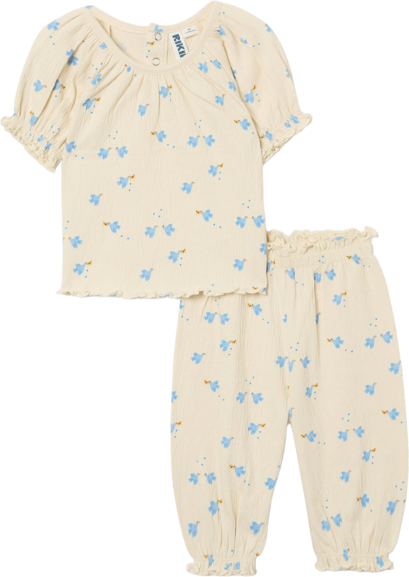 Krinklat set RUT, från RIKIKI, i färgen Bird Print.