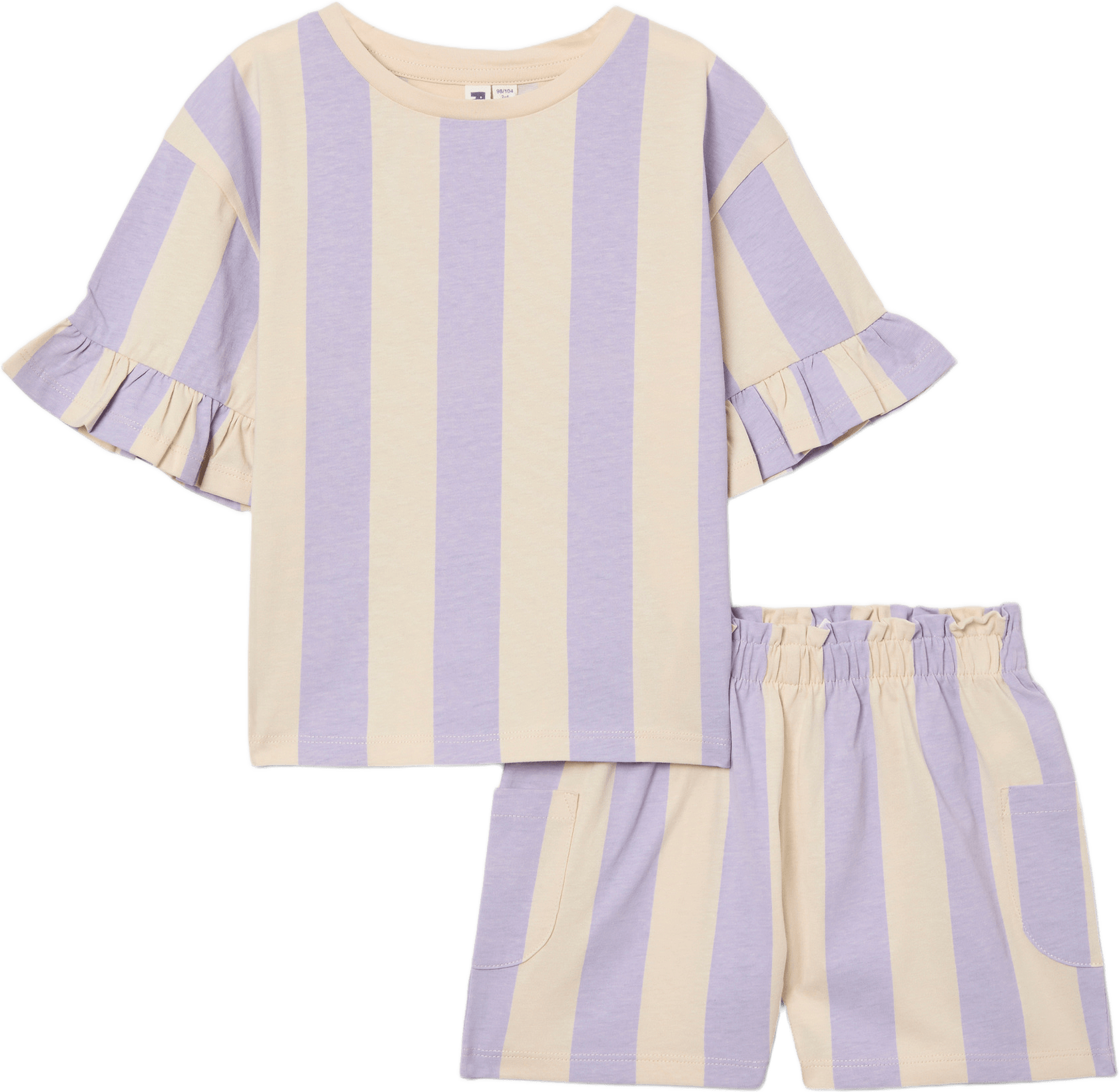 Tvådelat set BIRGITTE, från RIKIKI, i färgen Lilac Stripe.