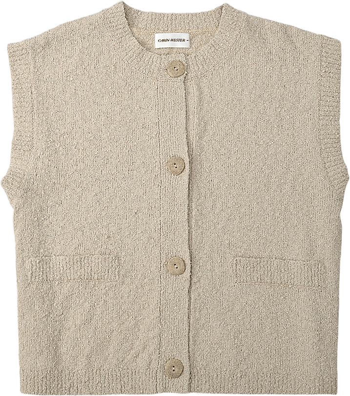 Ärmlös cardigan ENIKO, från Carin Wester, i färgen Beige.