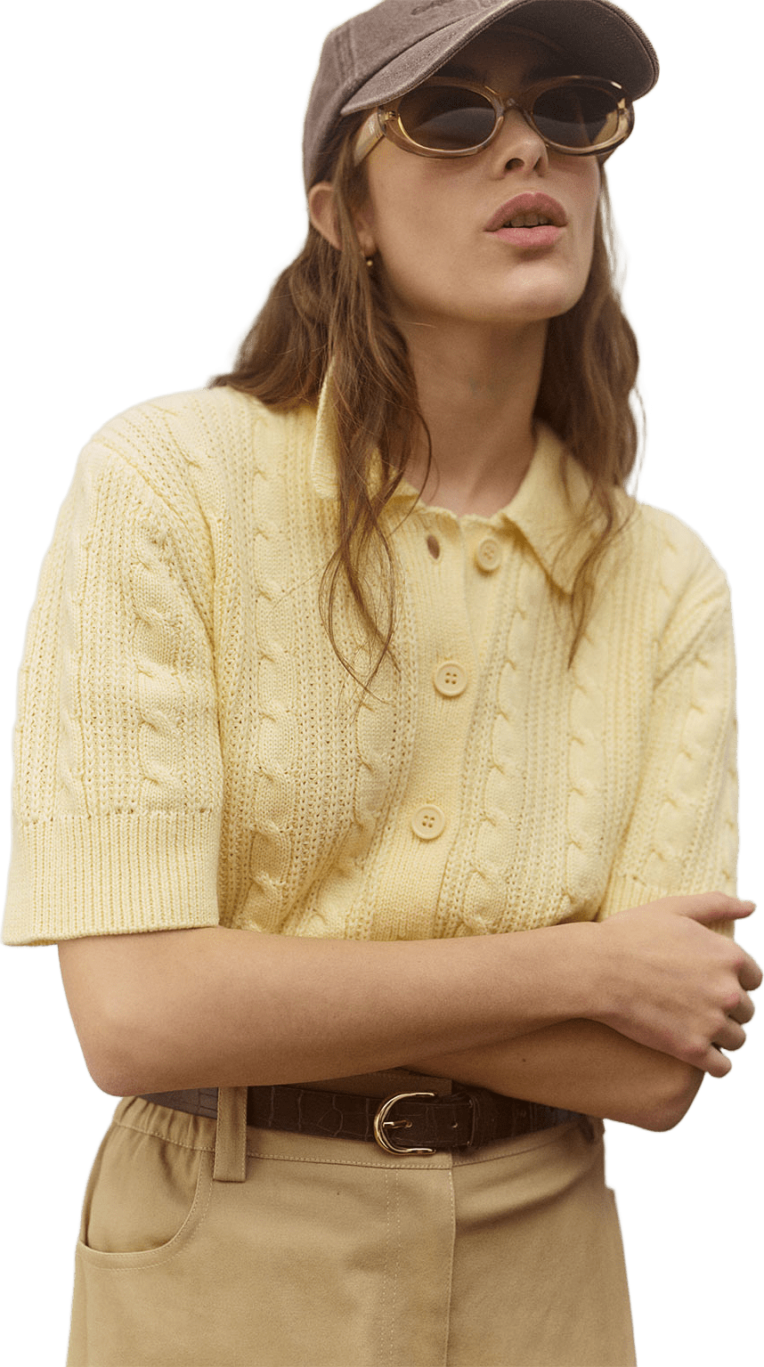 Kortärmad cardigan EJDA, från Carin Wester, i färgen Light Yellow.