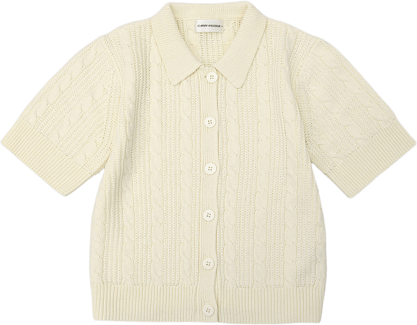 Kortärmad cardigan EJDA, från Carin Wester, i färgen Cream.