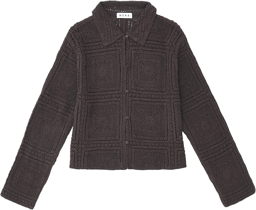 Hålmönstrad jacka ELLIE, från Wera, i färgen Brown.