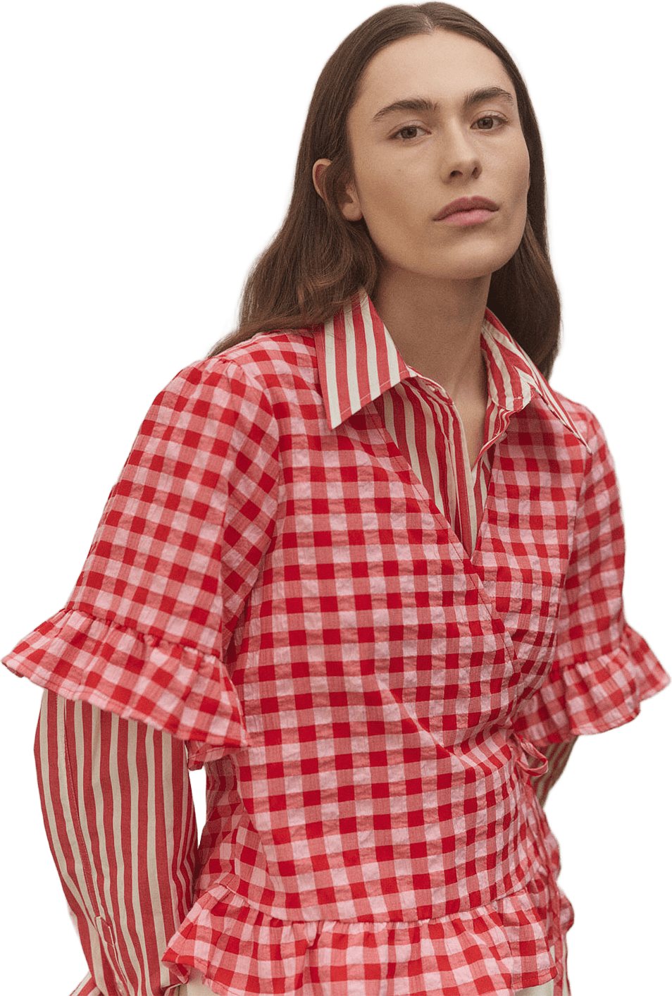 Omlottblus FLIZA, från Carin Wester, i färgen Red Check.