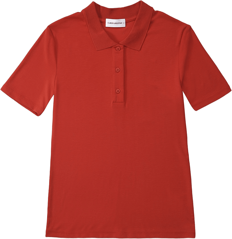 Pikétröja i lyocell IZMA, från Carin Wester, i färgen Rust Red.