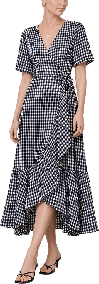 Omlottklänning AUGUSTI gingham, från Carin Wester, i färgen Blue Gingham.
