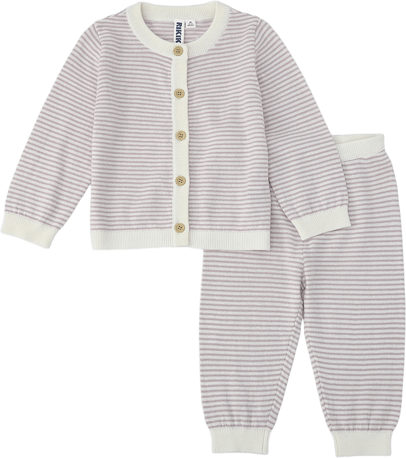 Stickat set VERO, från RIKIKI, i färgen Pink Stripe.