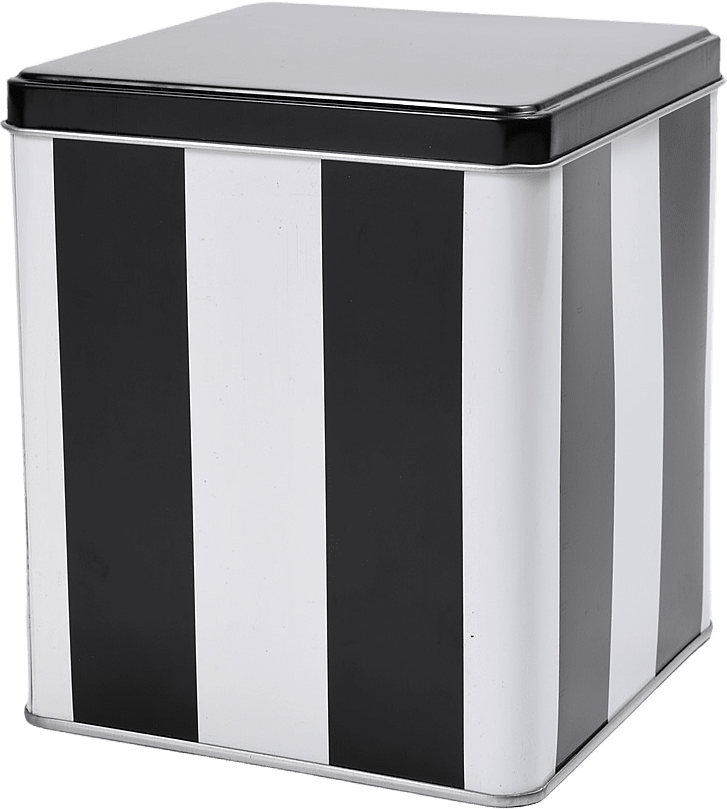 Förvaringsburk i metall STRIPE, från Åhléns Home, i färgen Black.