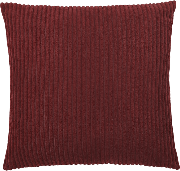 Ribbad kudde SOFTA 45x45 cm, från Åhléns Home, i färgen Dark Red.