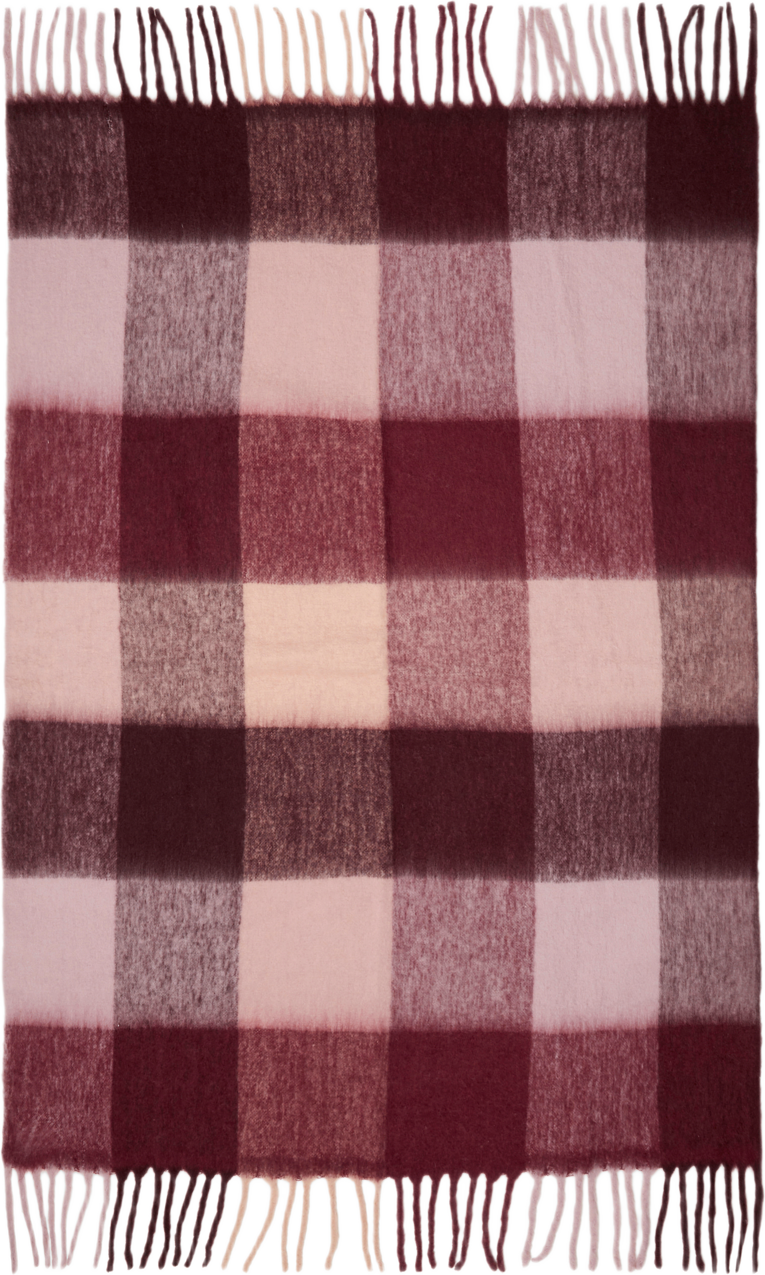 Rutig pläd i ullmix WOLFIE 130x170 cm, från Åhléns Home, i färgen Multi Pink/Burgundy.