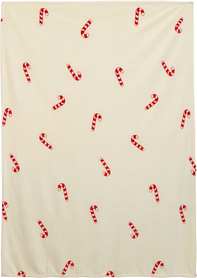 Pläd HOLLY CANDY CANE 130x170 cm, från Åhléns Home, i färgen Off White.